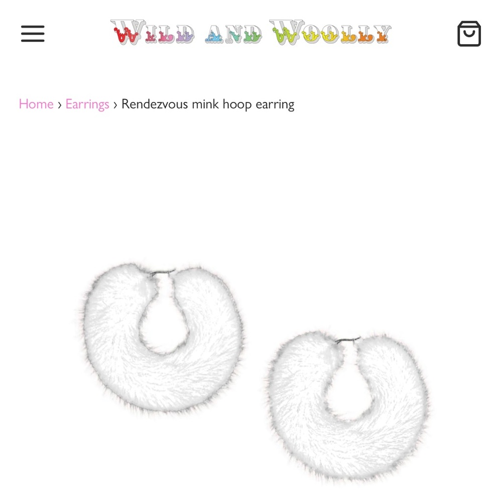 Wild and Woolly NYC White Mink Hoop Earrings